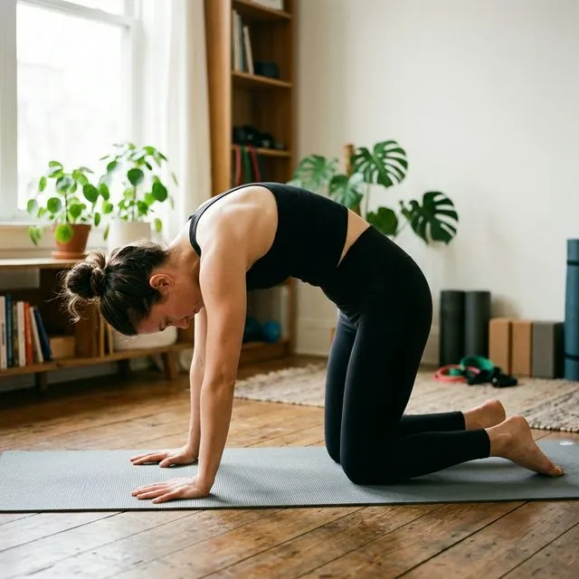 Cat-cow yoga stretch for lower back pain