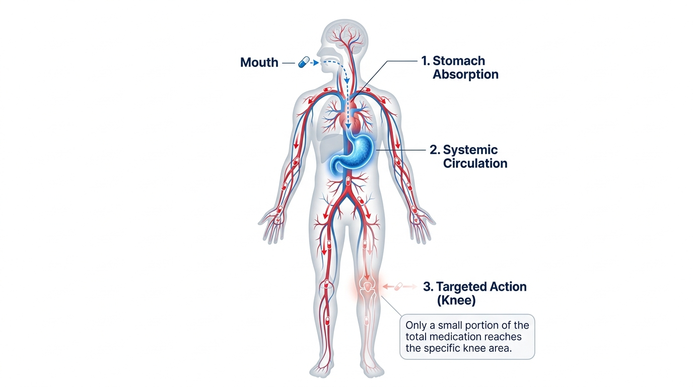 Wie orale Schmerzmittel durch das Verdauungssystem wandern und im gesamten Körper zirkulieren