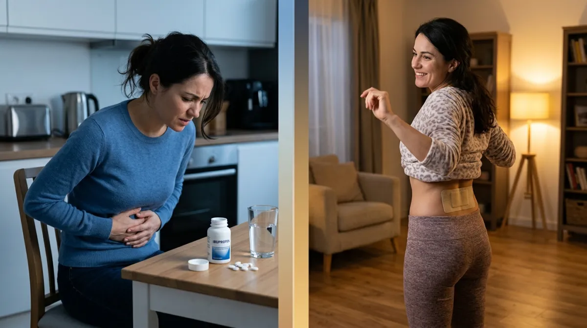 Magenbeschwerden durch Tabletten vs. komfortable Pflasteranwendung - Gegenüberstellung